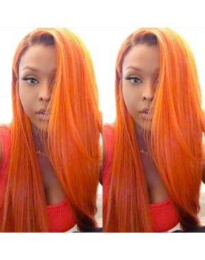 Adele-Brazilian virgin orange color lace front wig