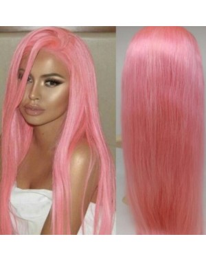 Melody-Brazilian virgin pink color silky straight lace front wig