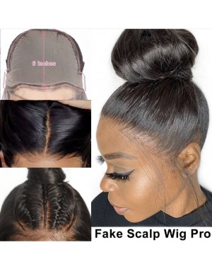 Rose-Fake scalp lace front 13x6 wig Pre plucked Brazilian virgin human hair 