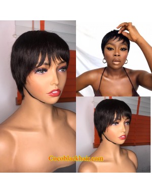 Robyn-Pixie cut wig Human hair Indian virgin 13x6 glueless lace front wig 