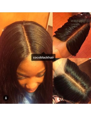 Brazilian virgin yaki straight 4x4 lace closure