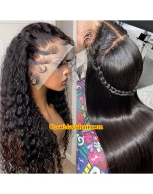 Macie-Transparent lace front wig Brazilian virgin human hair pre plucked hairline 