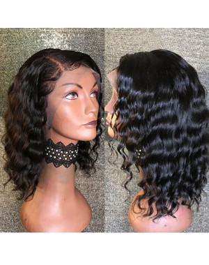 Emily26-Brazilian virgin tropic wave bob 360 lace frontal wig 