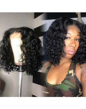 Emily47-pre plucked Brazilian water curly bob 360 wig 