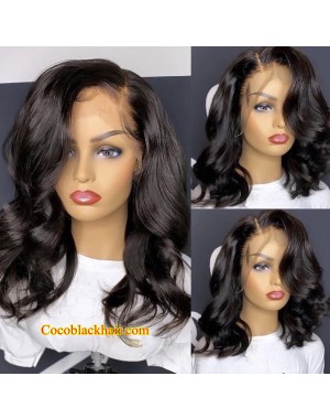 Emily46-Pre plucked Brazilian Virgin human hair wave bob 360 wig 