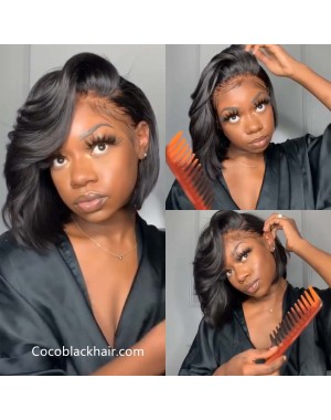 Ashya-Pre plucked Brazilian virgin wave bob 13x6 glueless lace front wig 