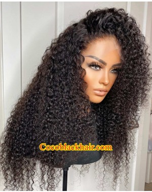 Tyrra-HD Lace front Wig wet curly Brazilian human hair 13x6 wig glueless lace front Pre plucked hairline bleached knots