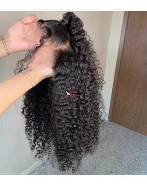 Tyrra-HD Lace front Wig wet curly Brazilian human hair 13x6 wig glueless lace front Pre plucked hairline bleached knots