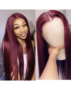 Aria-Brazilian virgin Wine Red pre plucked lace wig