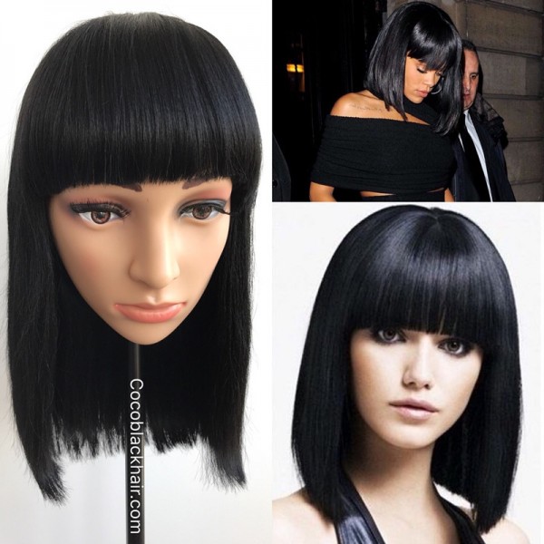 Bob03 Indian Virgin Human Hair Silky Yaki Straight Blunt Haircut