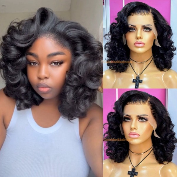 Tammy-Bouncy wave 13x6 lace front wig Brazilian virgin human hair Pre ...