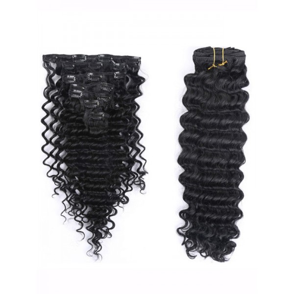 Deep Wave Clips in Human Hair Extensions 10A 100 virgin human hair