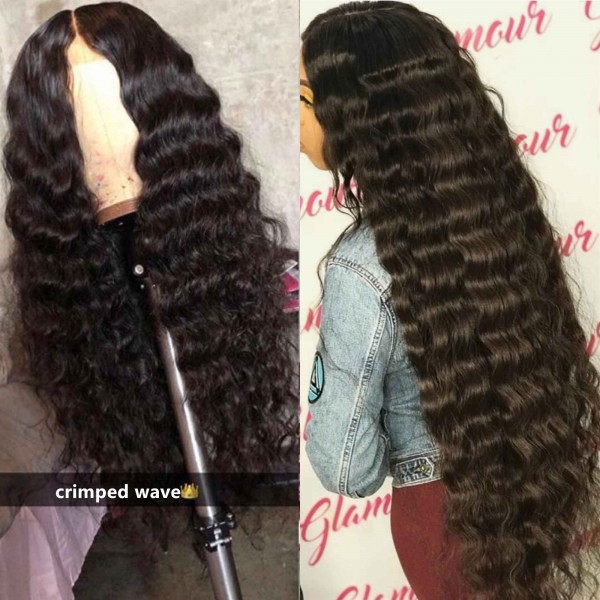 Emily Crimped Wave Brazilian Virgin Human Hair 360 Lace Frontal