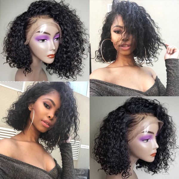 Emily Brazilian Human Hair Deep Curly Bob Hair Glueless 360 Lace