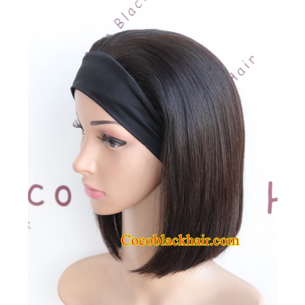 Rudy 12Headband wigs straight bob Brazilian virgin human hair 150 density