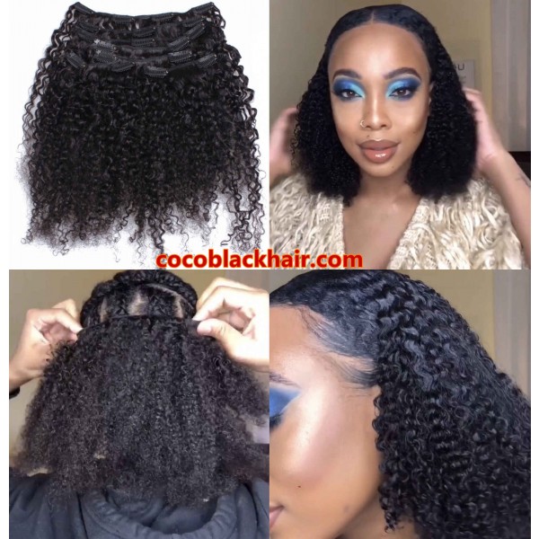 Kinky Curly Clips In Human Hair Extensions 7a 100 Virgin Human