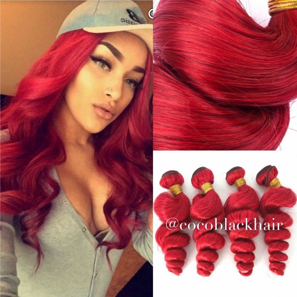 Brazilian virgin red hair loose wave unprocessed human ...