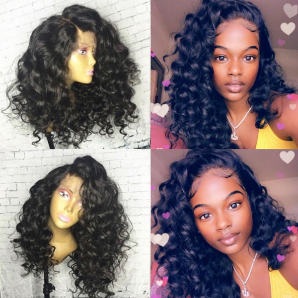Emily Spanish Wave Brazilian Hair 360 Lace Front Wig With Wefts Sewn