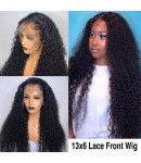 Edna-Brazilian virgin human hair spiral curly 13x6 glueless lace front wig Pre plucked hairline