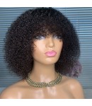 Janay-Short curly with bangs No lace machine made wig Brazilian virgin human hair wig 