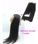 360 lace frontal with 3 wefts Brazilian virgin yaki straight