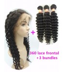 360 lace frontal with 3 wefts Brazilian virgin deep wave