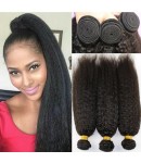 3 bundles kinky straight machine wefts Malaysian virgin