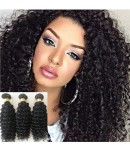 Malaysian virgin 3 bundles curly hair weaves