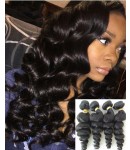 Chinese virgin 4 bundles loose wave hair wefts 