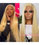 Gina-Transparent lace Blonde 613 color 13x6 glueless lace front wig Brazilian virgin human hair Pre plucked