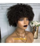 Blew-Afro curly machine made wig Brazilian virgin human hair