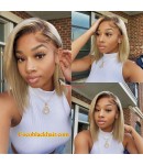 Louis-Ash blonde bob HD Lace front Wig Pre plucked Brazilian virgin human hair 