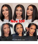 BOB01-Ready ship Brazilian virgin human hair straight bob lace front wig