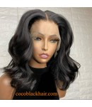 Emily61- bomb Body wave bob pre plucked Brazilian virgin 360 wig