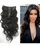 Brazilian virgin body wave Clips in hair extensions