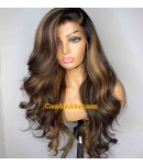 Missy-HD Lace 13x6 Wig Highlights Loose Wave Pre plucked Brazilian virgin human hair glueless lace front wig