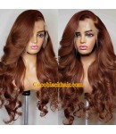 Emily98-Chestnut Brown loose wave 360 wig Brazilian virgin human hair Pre plucked hairline