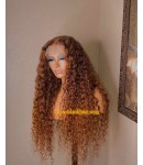 Berry-Cinnamon Brazilian Water Wave Pre plucked lace wig Pre plucked hairline 