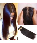 silk base closure & 3 bundles silky straight Chinese virgin