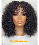 Emily100-Curly bangs 360 wig Brazilian virgin human hair 