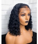Emily41-pre plucked Brazilian curly bob 360 wig bleached knots