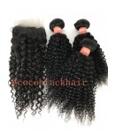 Brazilian virgin curly lace frontal with 3 bundles