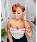 Rouge-Custom color Pixie cut Indian virgin glueless lace front wig 