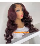 Angela 26-Deep burgundy with natural color roots 5x5 HD lace closure wig 10A grade Brazilian virgin human hair Pre plucked hairline 
