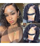 Emily27-Pre plucked deep curly bob 360 wig Brazilian virgin human hair