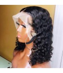 Emily74-Brazilian virgin deep wave bob 360 wig pre plucked bleached knots