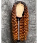 Emily71-Pre plucked Brazilian virgin deep wave ombre brown 360 wig 