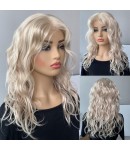 Lucy16-Wear and Go Wig Platinum Wave Curly With Fringe Virgin Human Hair 13x4 Lace Front Wig