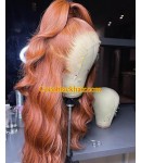 Gabby-13x6 HD Lace front Wig Ginger blonde Loose wave Brazilian virgin human hair Pre plucked