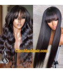 Angela 21-Silk straight bang wig loose wave bang wig 5x5 HD skin melt lace closure wig Brazilian virgin human hair